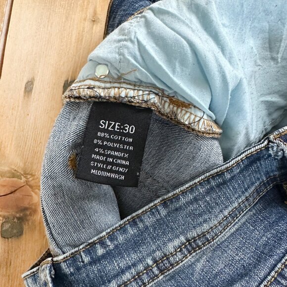 Nova‎ Men Jeans Flare Distressed Wash 30 Blue Denim Excellent Condition! - Picture 9 of 9